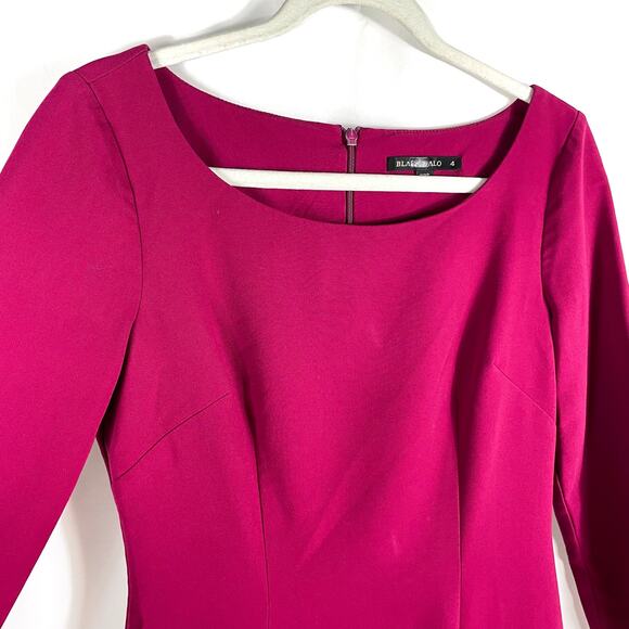 Black Halo Rowan Sheath‎ Dress Pink Pleated Boat Neck 3/4 Sleeve Sz 4 - Picture 6 of 13